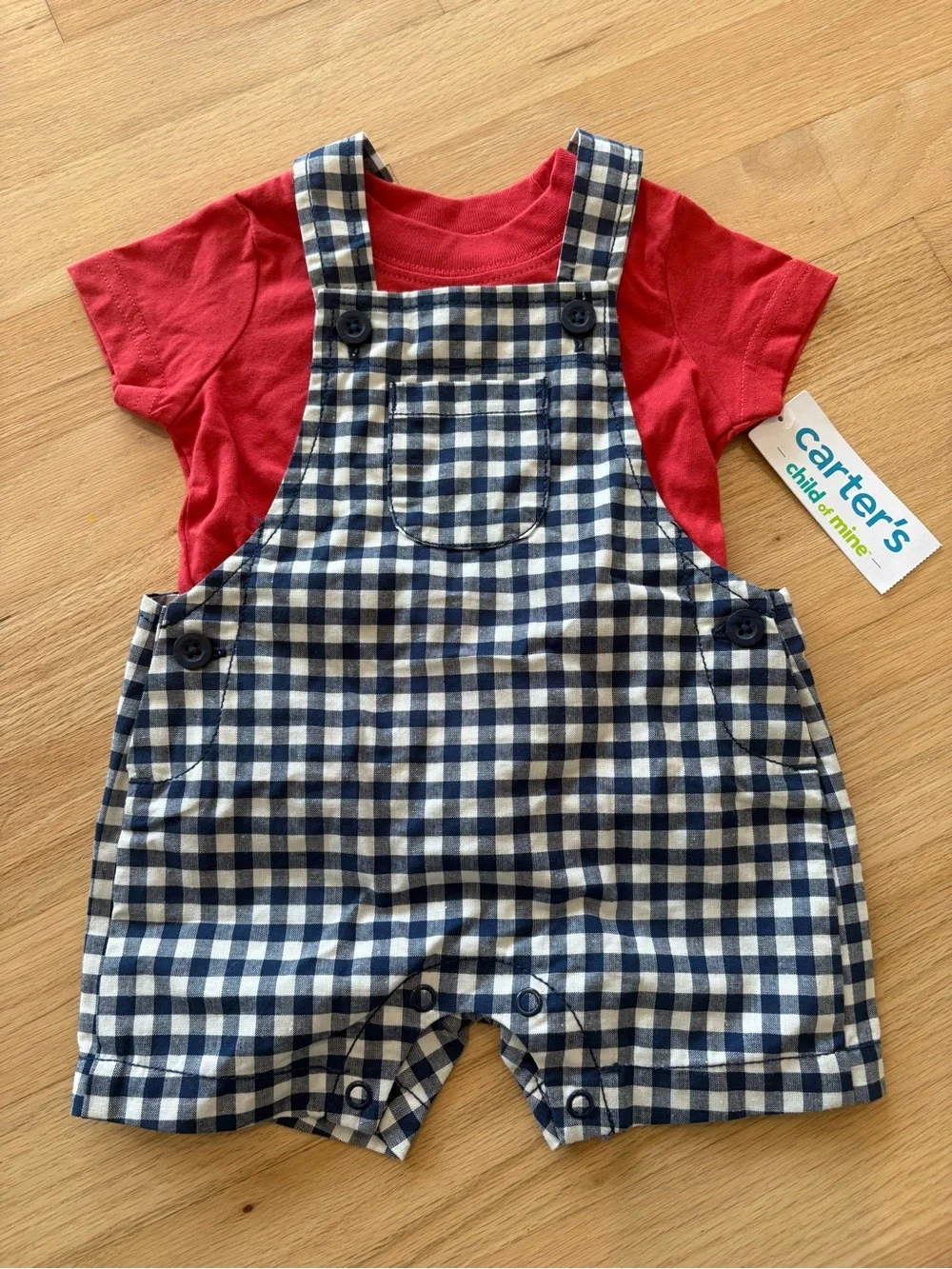 Carter's Gingham Baby Overalls Outfit